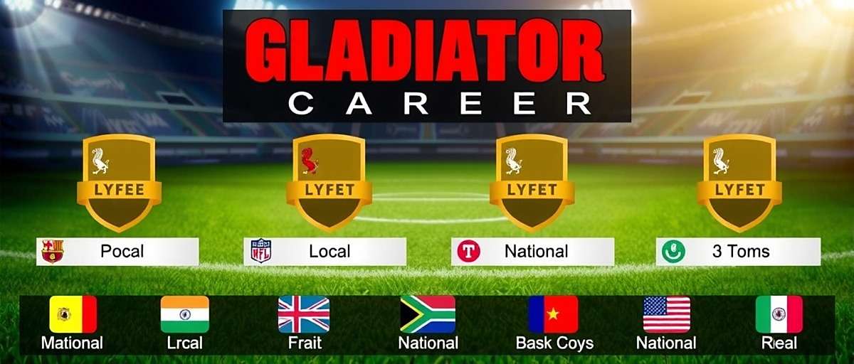 Goa Football Gladiator career mode showing player progression from local to national level