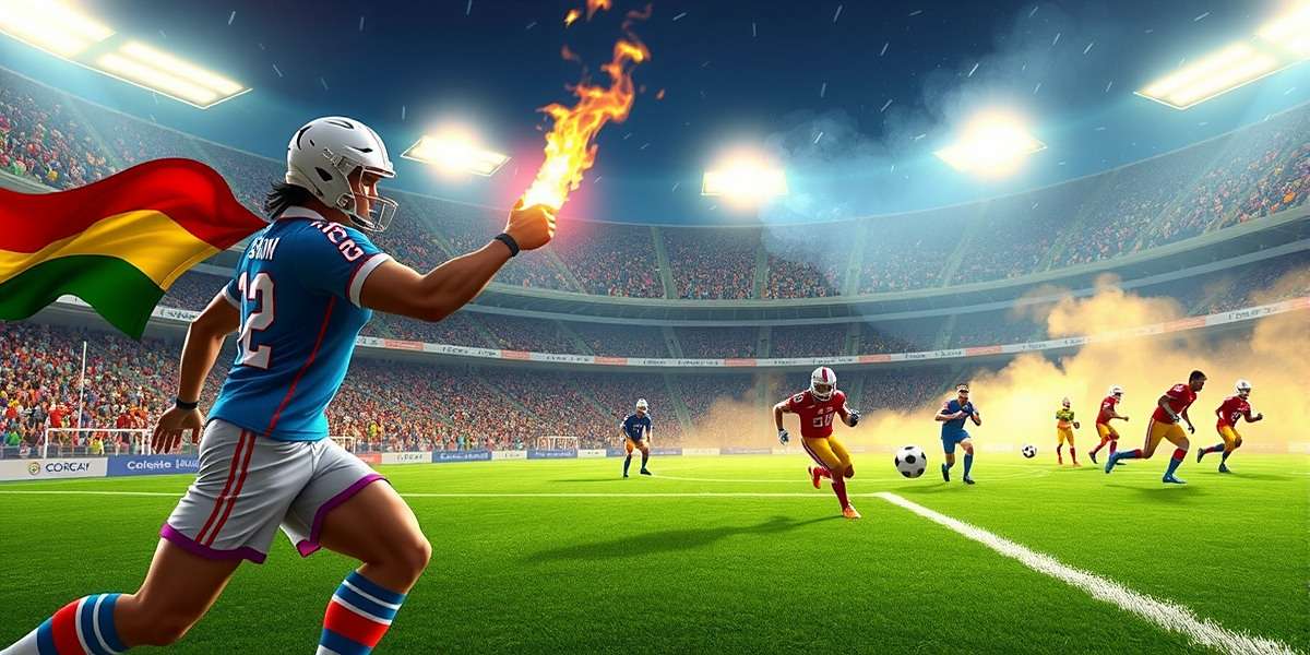 Goa Football Gladiator gameplay showing Indian football stadium with players in action